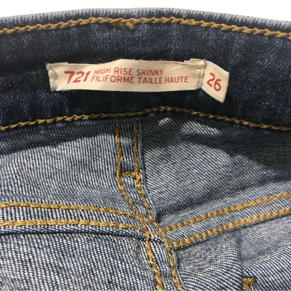 Levi’s 721 High Rise Skinny Blue Jeans Womens size 26 - Picture 6 of 7